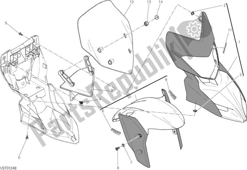 All parts for the Cowling of the Ducati Hypermotard Hyperstrada Brasil 821 2015